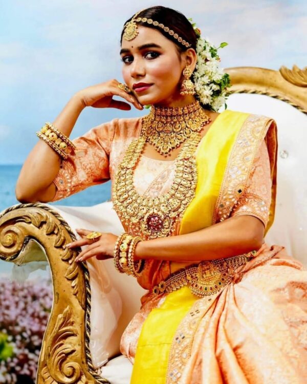 Peach Yellow Saree